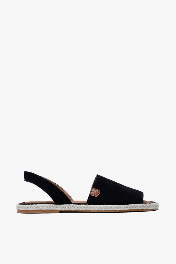 Popa Razo split leather flat sandal black