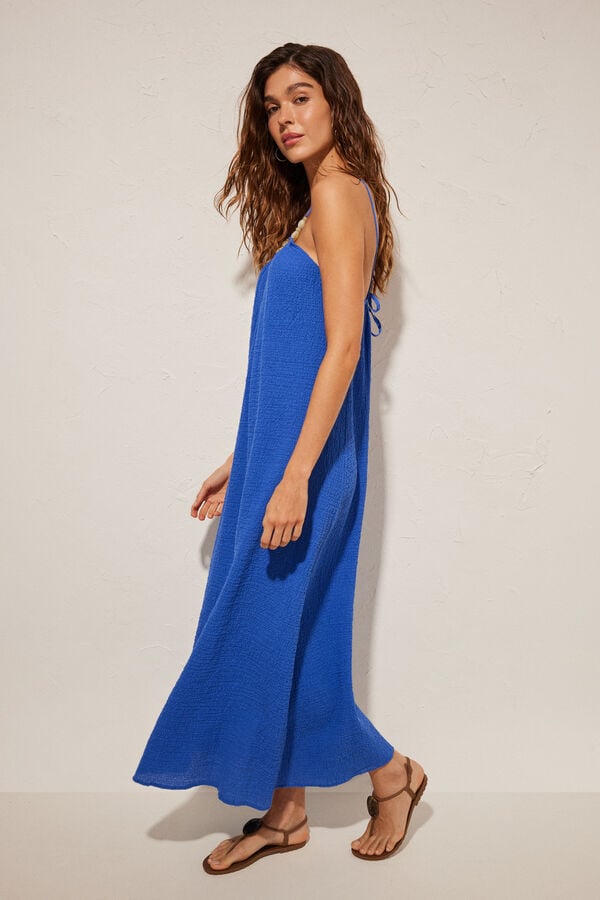 Womensecret Maxi-Kleid Struktur Blau Blau