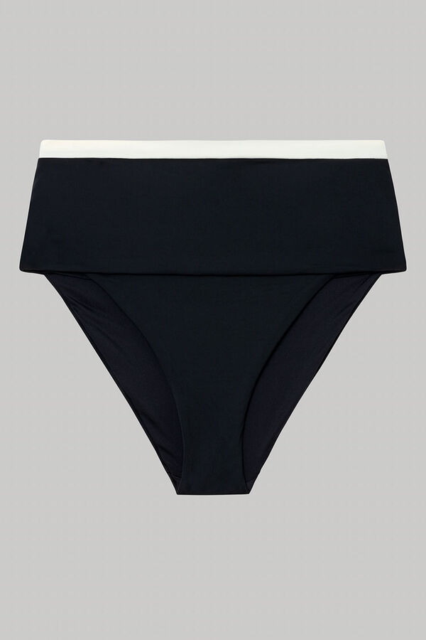 Gisela Braga bikini alta multiposici&oacute;n negra ribete negro