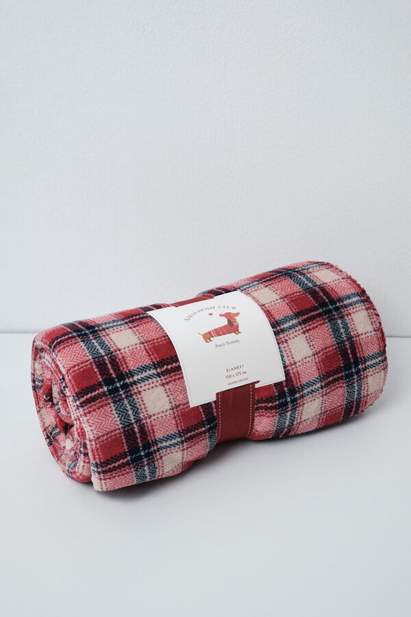 Women'secret Red plaid fleece blanket printed