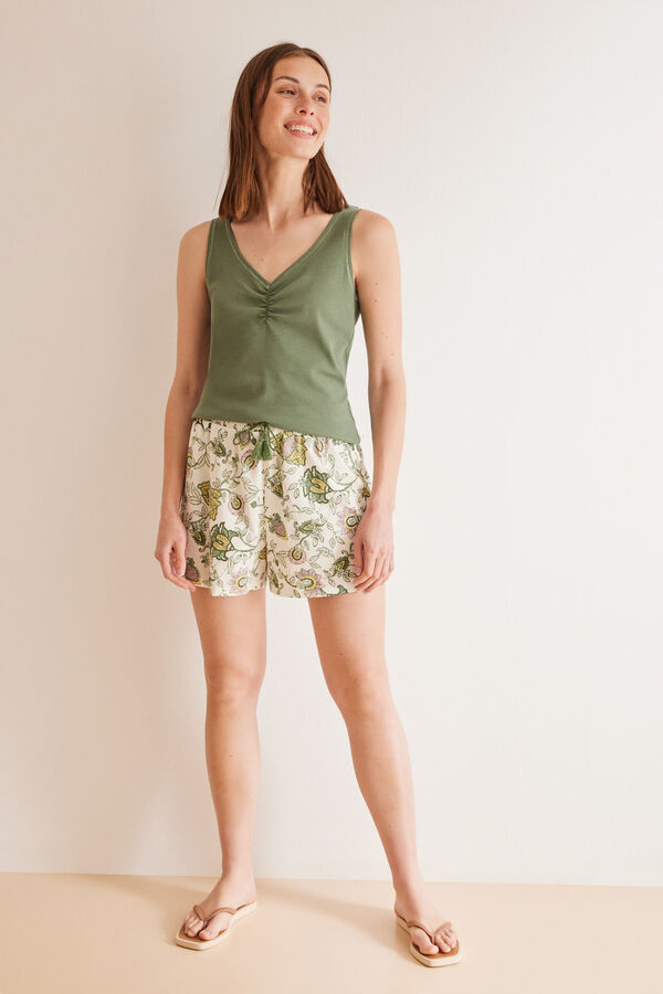 Womensecret Green cotton short pyjamas  Kaki