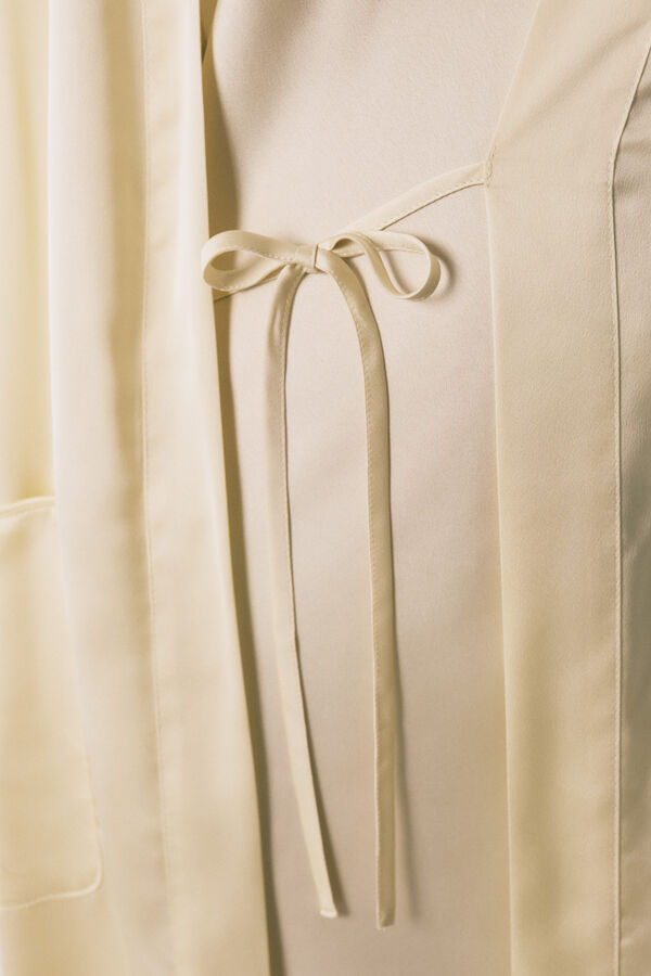 Women'secret Robe de chambre courte satin jaune imprim&eacute;