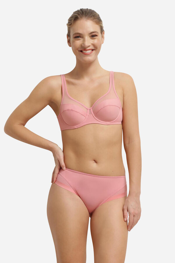 DIM Underwired full cup tulle bra pink