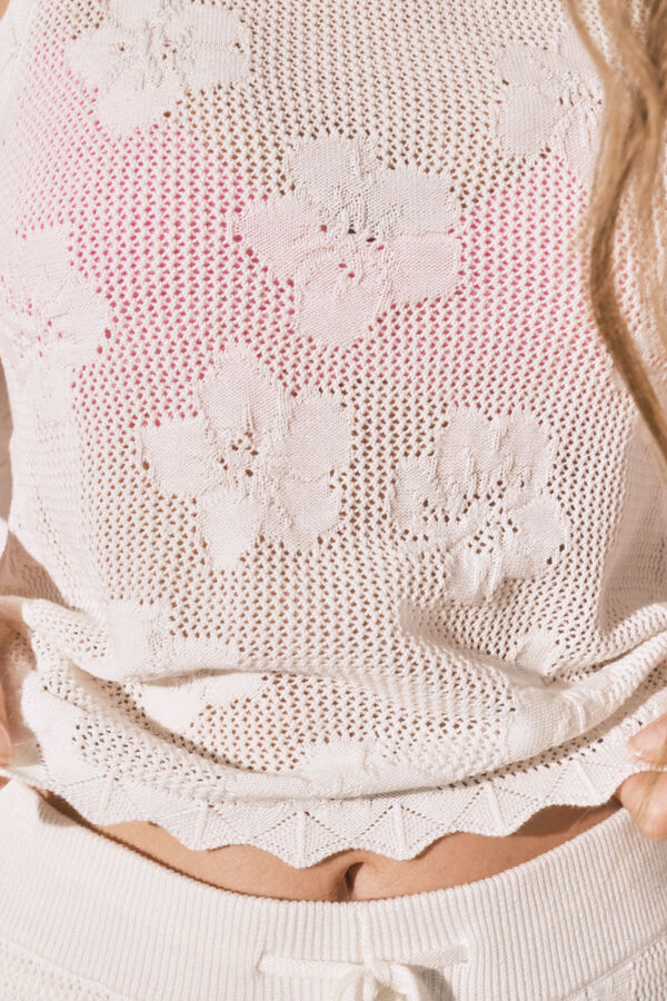 Women'secret Beige crochet top T-shirt beige
