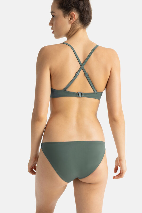Womensecret Top de bikini estilo bandeau con relleno fino verde