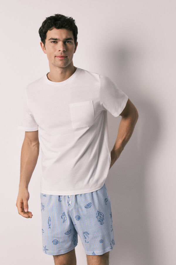 Women'secret Men's cotton short pyjamas Family Collection beige