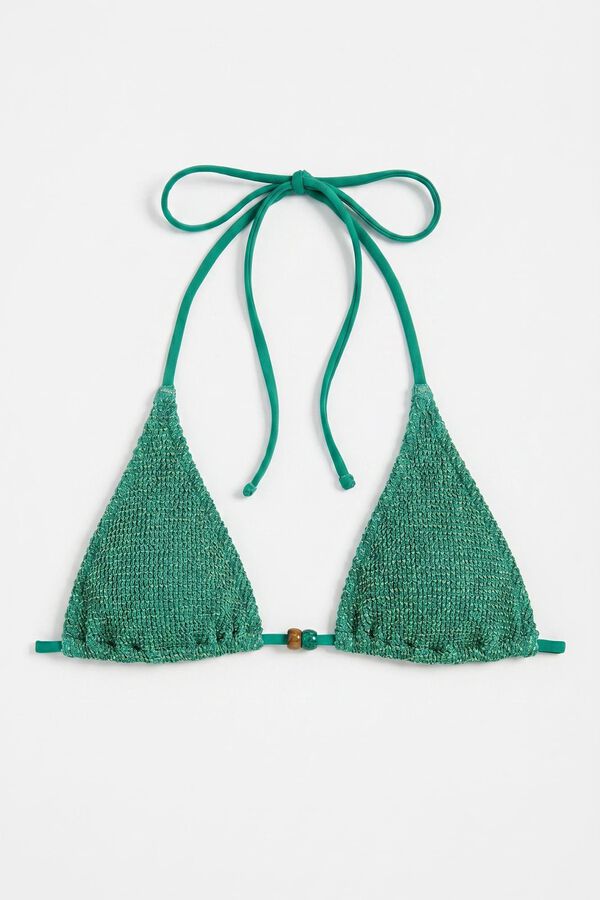 Women'secret Green lurex halterneck bikini top green