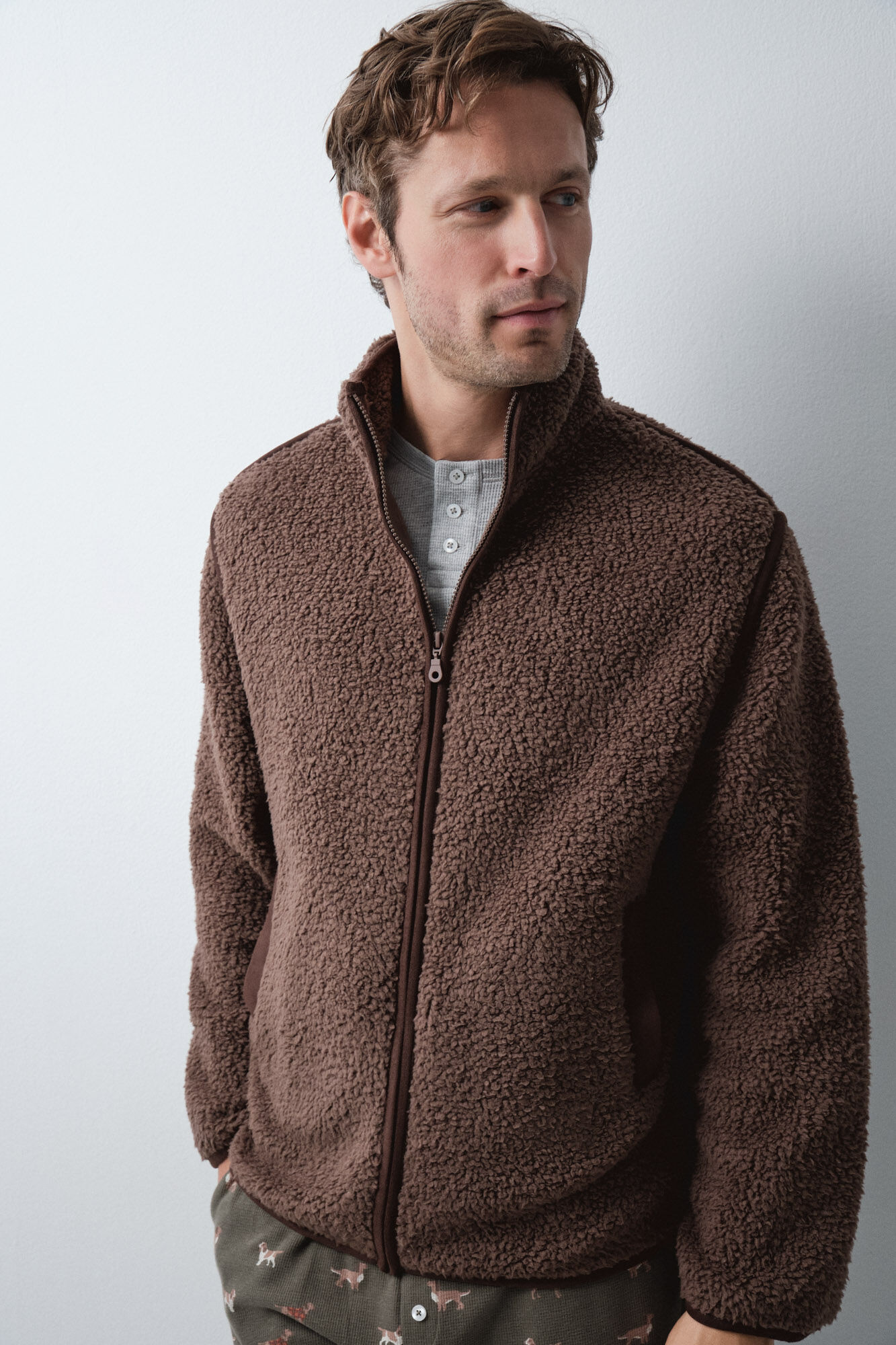 Women'secret Brown faux shearling short robe