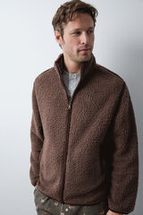 Women'secret Brown faux shearling short robe nude