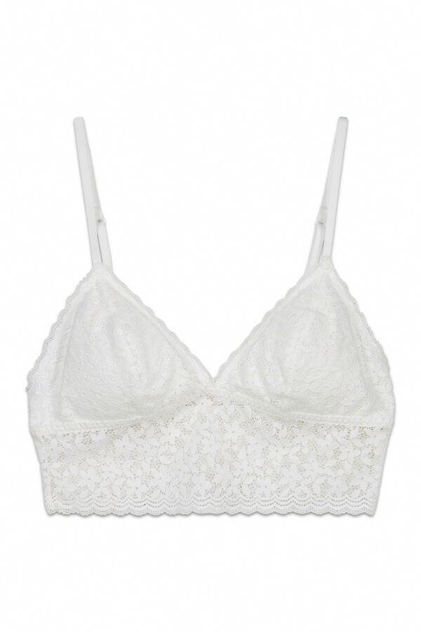 Women'secret Beli čipkasti trouglasti bralette grudnjak Bež