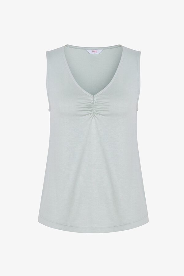 Penti Camiseta sin mangas escote fruncido verde