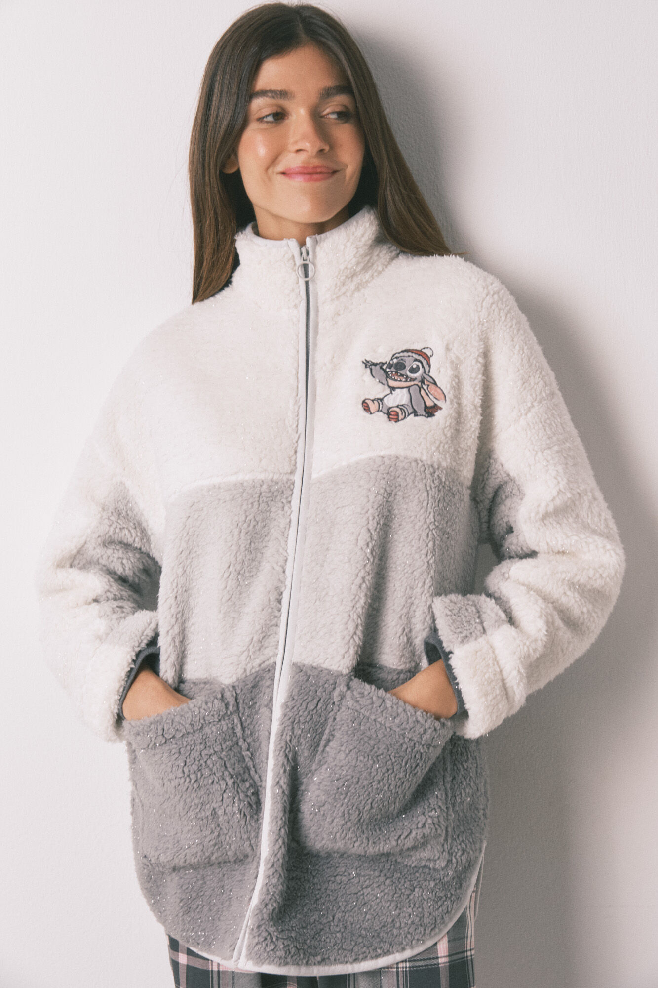 Women'secret Stitch midi faux shearling lurex robe