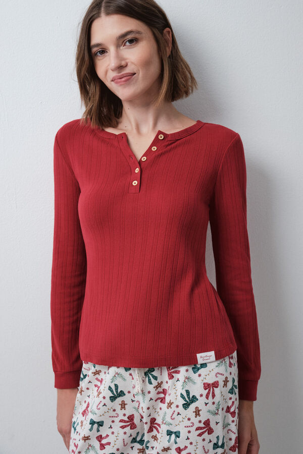 Women'secret Burgundy long sleeve T-shirt red