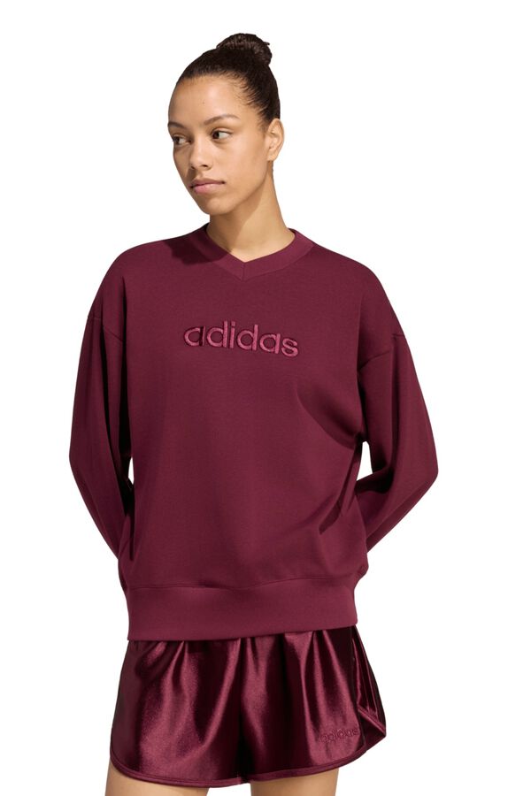 Adidas Seasonal Essentials Satin V-Neck Sweatshirt red