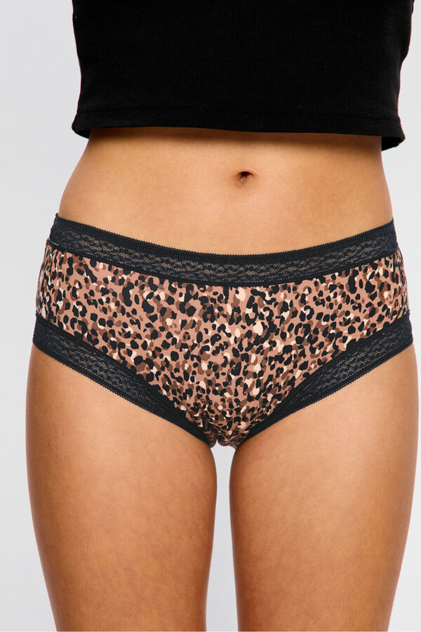 Modibodi Shorty menstruel en dentelle de bambou, flux mod&eacute;r&eacute;, marron nude