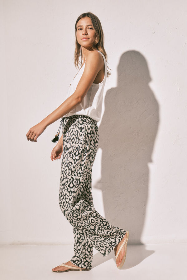 Women'secret Cal&ccedil;a comprida estampada preta preto