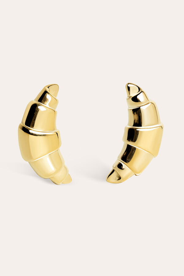 Womensecret Croissant gold-plated steel earrings Žuta