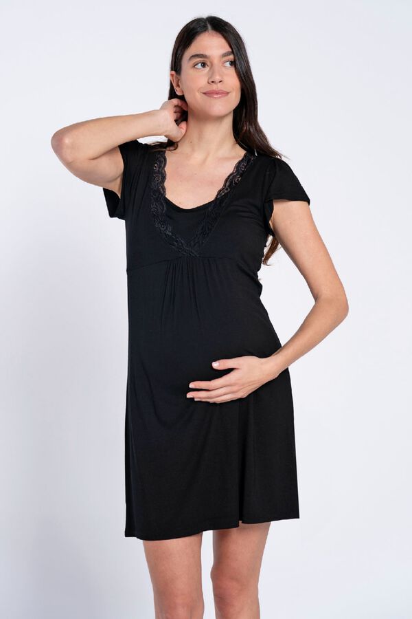 Ohma Camis&oacute;n de lactancia con manga corta negro