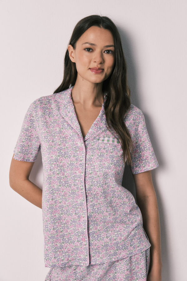 Women'secret Pyjama court chemise en coton &agrave; petites fleurs imprim&eacute;