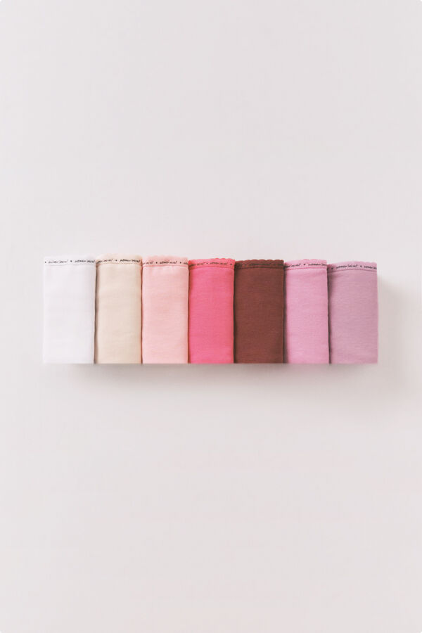 Women'secret 7-pack pink cotton classic panties white