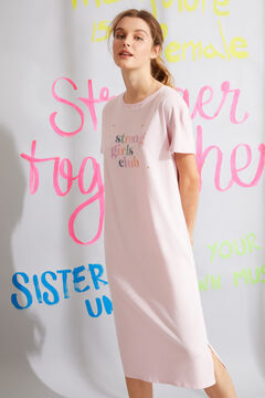 Womensecret Cotton short-sleeved midi nightgown  pink