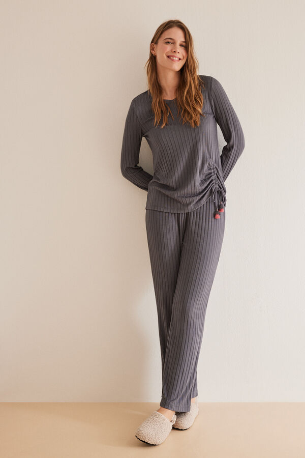 Womensecret Grey pyjama set with a long sleeve top and long bottoms grey