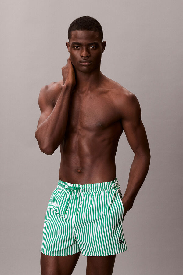 Calvin Klein Ba&ntilde;ador corto rayas cord&oacute;n verde