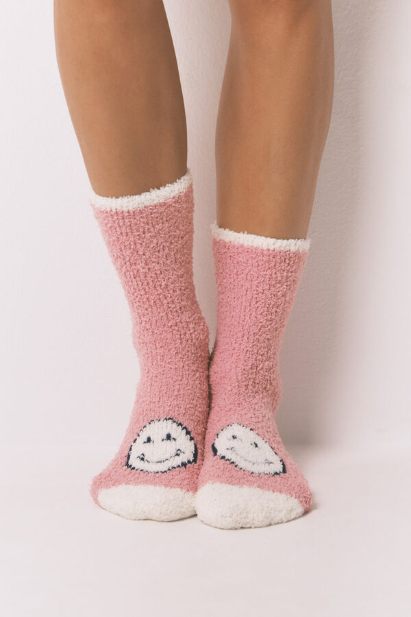 Women'secret Pink Smiley Long Socks pink