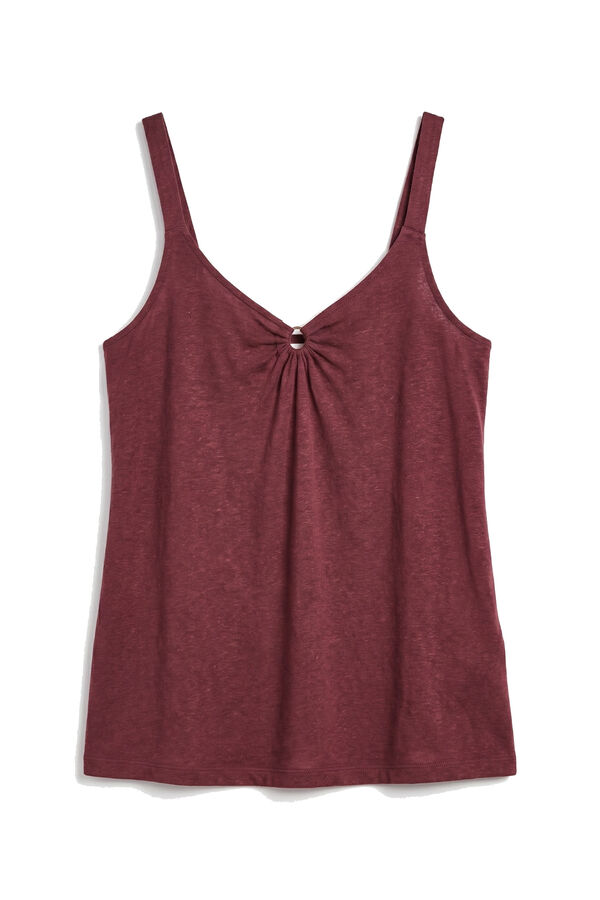 Women'secret Camiseta tirantes aro frunce granate burdeos