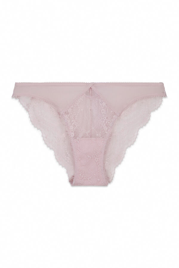 Women'secret Cueca cl&aacute;ssica em renda e tule rosa rosa