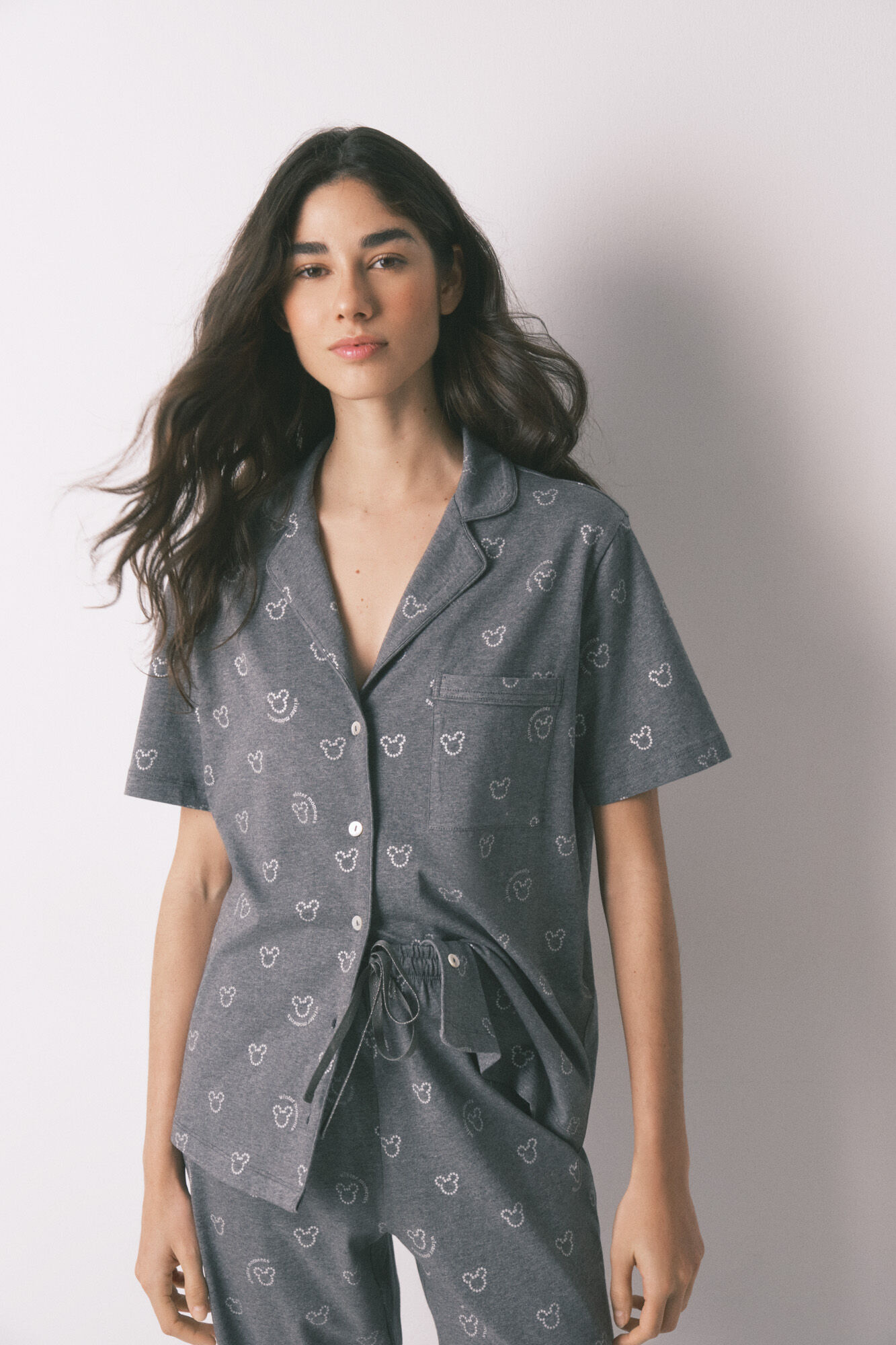 Women'secret Classic long pyjamas 100% cotton grey Mickey