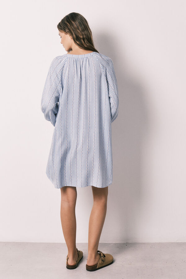 Women'secret Nuisette courte en viscose &agrave; imprim&eacute; rayures bleu bleu