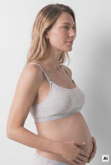 Women'secret Grey ribbed cotton maternity bra grey