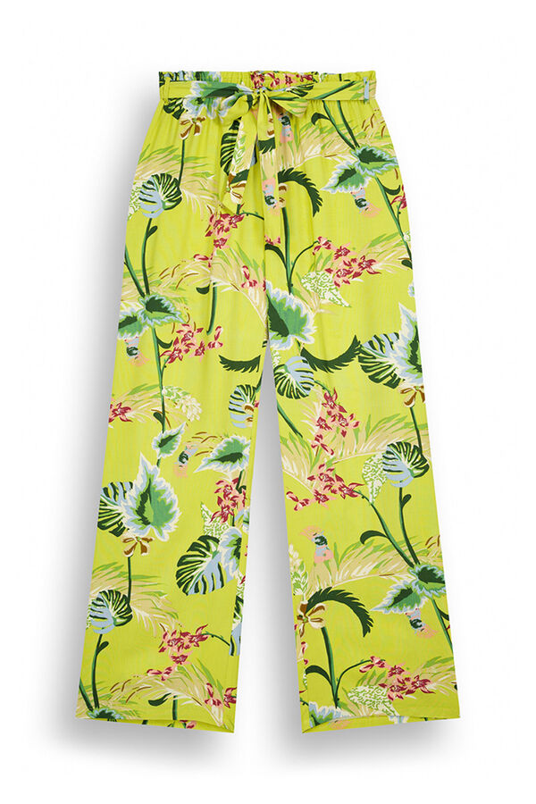 Womensecret Pantalón largo fluido floral estampado