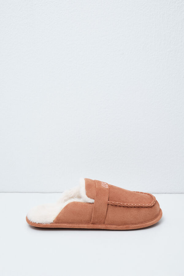 Women'secret Brown lined loafer slippers nude