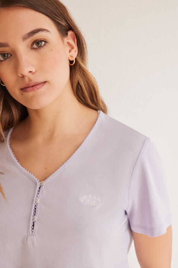 Womensecret Pijama Capri 100% algodón malva Paisley rosa
