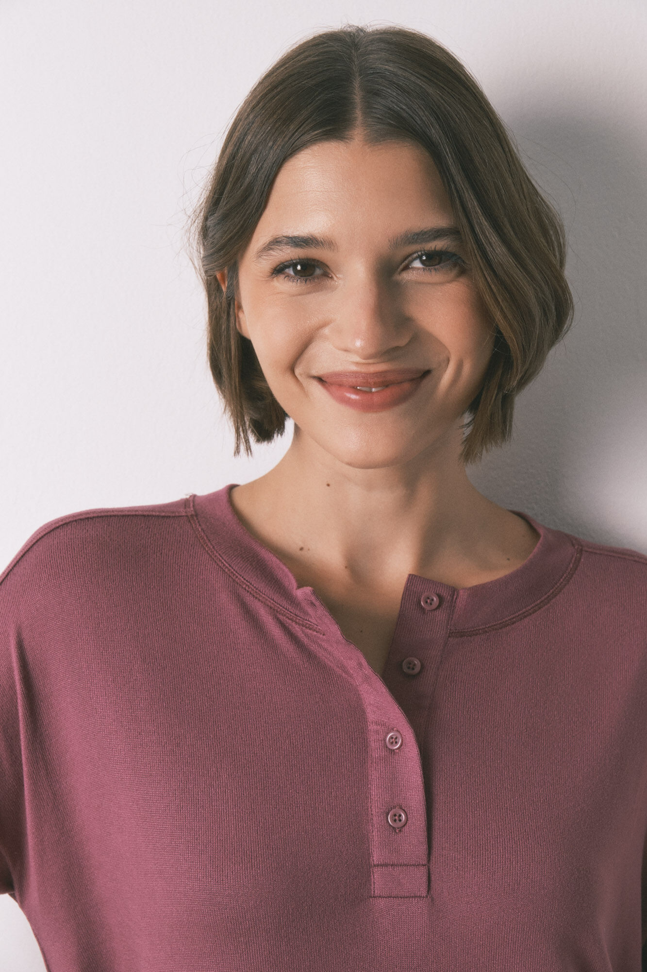 Women'secret loose long sleeve maroon T-shirt