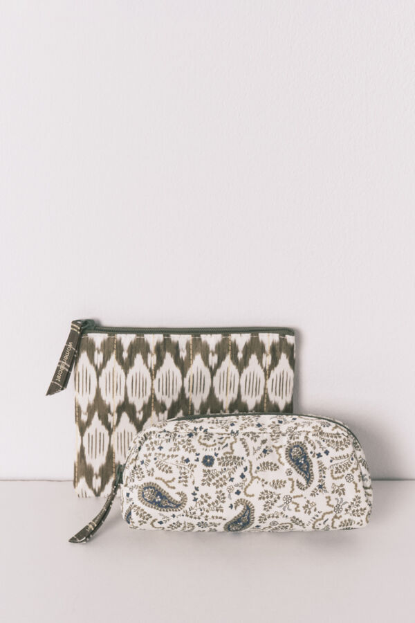 Women'secret Lot de 3 trousses de toilette imprim&eacute;es vertes beige