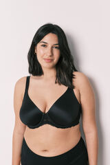 Women'secret Black microfibre and lace minimiser bra REAL black