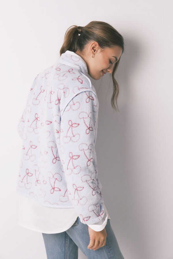 Women'secret Fluffy fleece Jacquard robe blue