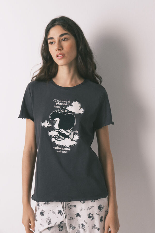 Women'secret Grey 100% cotton printed pyjamas MAFALDA grey