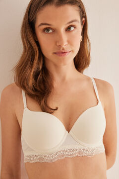 Womensecret GORGEOUS White cotton push-up bra beige