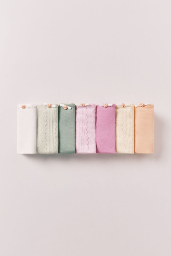 Women'secret Multicoloured cotton pointelle classic panties 7-pack white