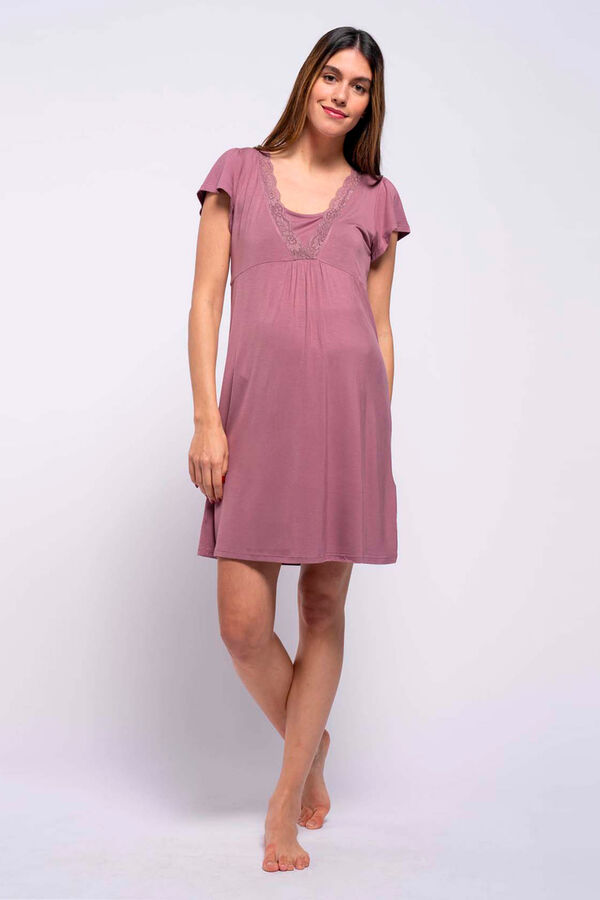 Womensecret Short-sleeved nursing nightgown with lace rose