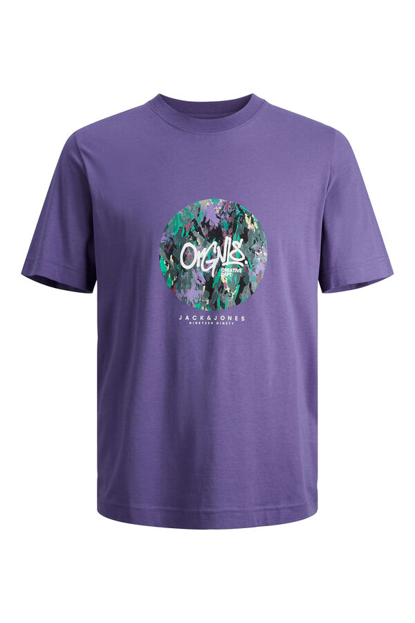 Womensecret Camiseta manga corta print logo algodón orgánico  morado/lila