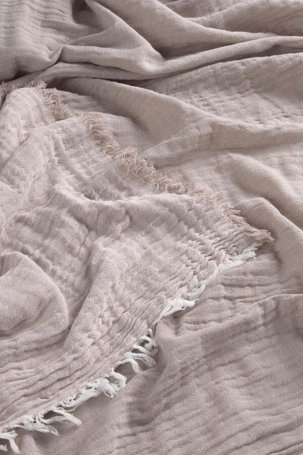 Calma House Plaid muslin fringed 120x180 grey