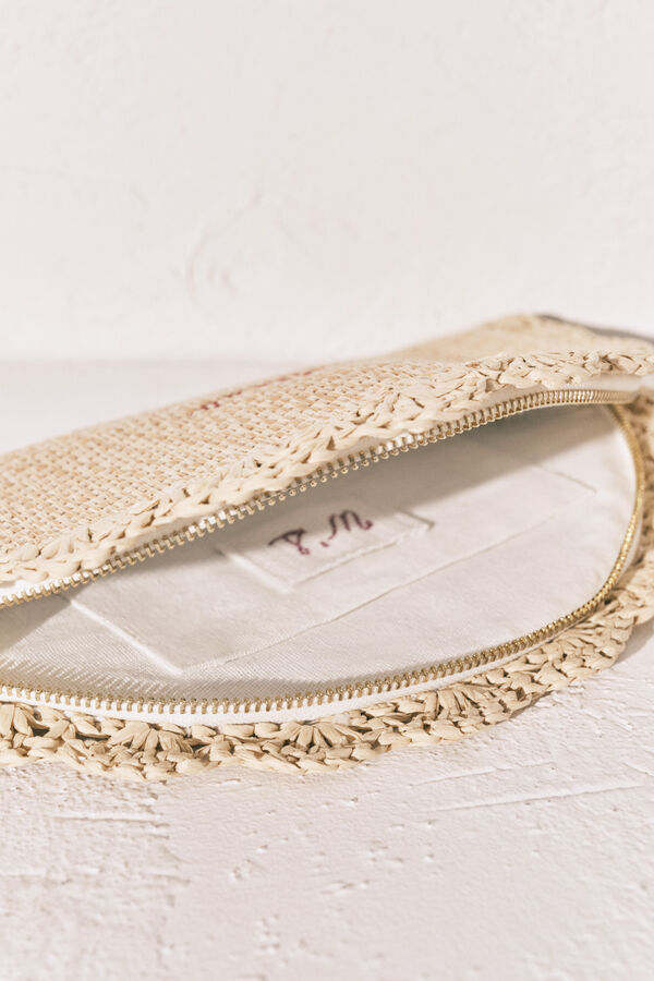 Women'secret Raffia vanity case handbag nude