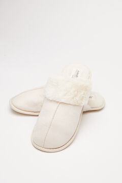 Womensecret Beige faux suede fur slippers beige