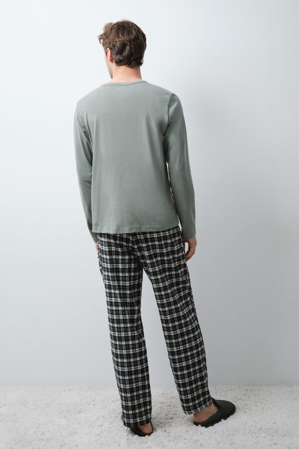 Women'secret Green cotton plaid men's pyjamas green