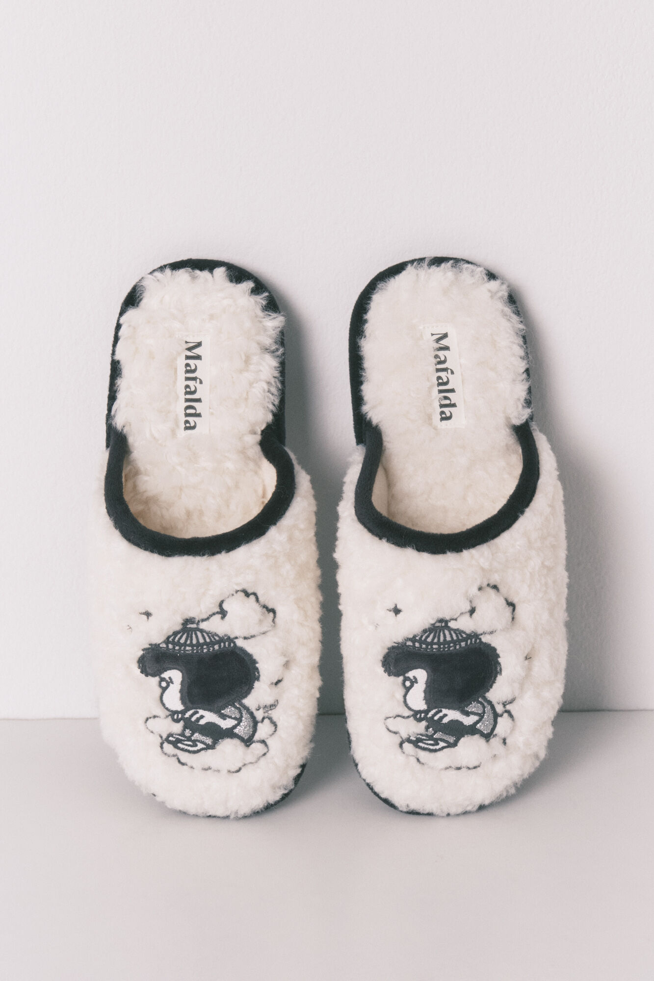 Women'secret Grey faux shearling slippers MAFALDA